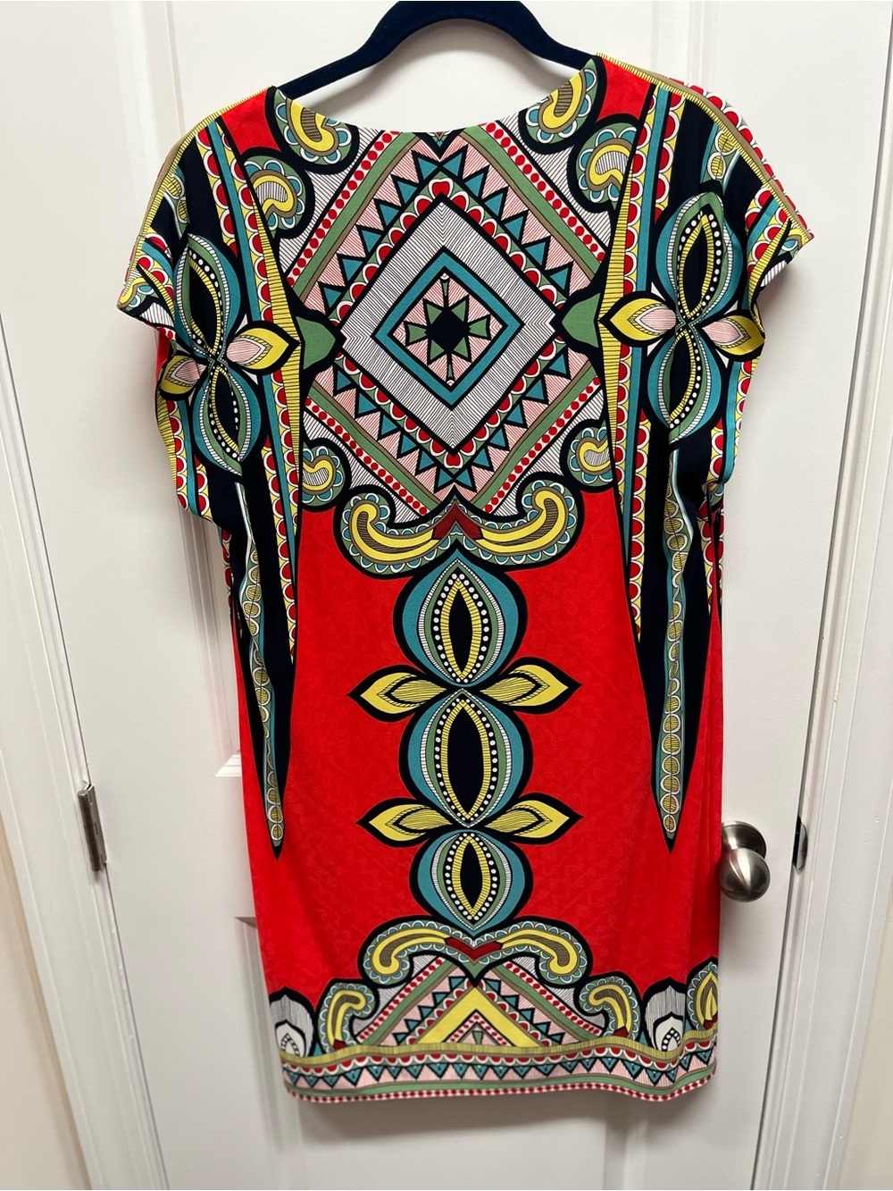 Laundry by Shelli Segal Red Geometric Tribal V-Neck Shift Dress L - Picture 3 of 8